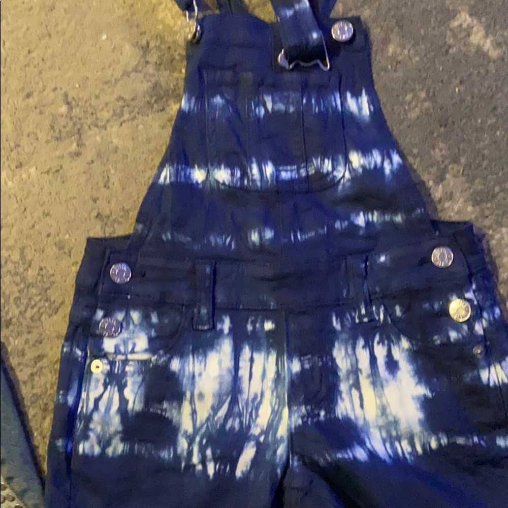 Justice tie die denim overall